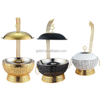 Food Warmer Manufacturer - 8.0L Gold Stainless Steel Round Chafing Dish for Hotel Wedding Banquet