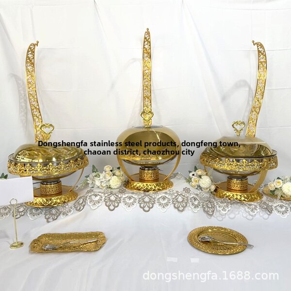 Buffet Stove Factory - Middle Eastern Gold Stainless Steel Open Flame Heating Arabic