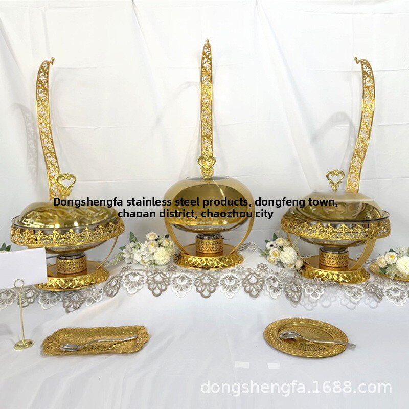 Buffet Stove Factory - Middle Eastern Gold Stainless Steel Open Flame Heating Arabic
