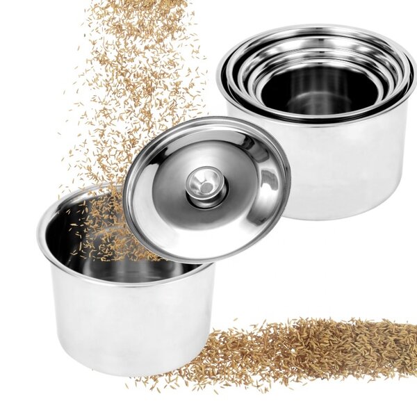 Spice Container Factory - Thickened Stainless Steel with Lid for Kitchen Food & Oil
