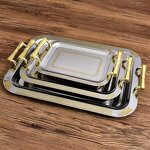 Serving Tray Set Manufacturer - Shiny Polished Rectangular Stainless Steel for Home Hotel KTV