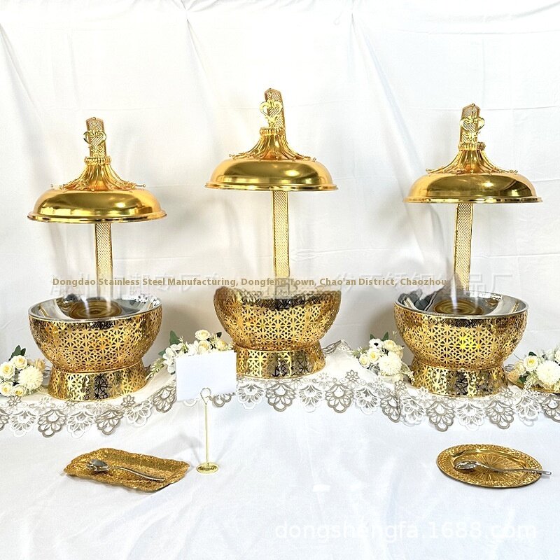 Pumpkin Lid Manufacturer - Stainless Steel Gold Random Pattern for Warming Holding