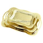 Wedding Tray Manufacturer - Luxury Rectangle Emboss Gold Stainless Steel with Double Handle