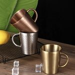 Water Cup Factory - 304 Stainless Steel Double-layer with Handle Korean Coffee Beer Mug