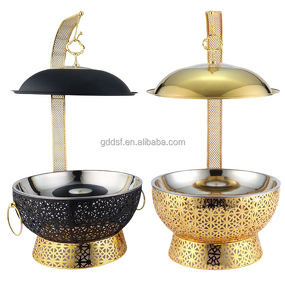 Food Warmer Manufacturer - 8.0L Gold Stainless Steel Round Chafing Dish for Hotel Wedding Banquet