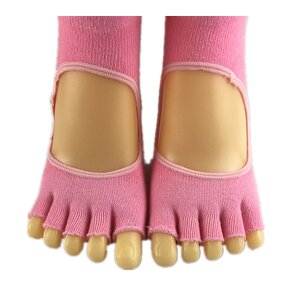 Yoga Socks Manufacturer - Cotton Five-Toe with Ankle Grip Logo at Bottom for Autumn
