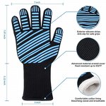 BBQ Gloves Manufacturer - Double Layer Blue Black Color Fireproof Fiber Silicone Double Oven