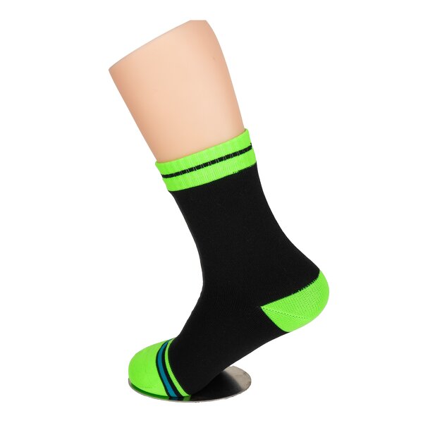 Sports Socks Manufacturer - Fluorescent Green Striped Crew Thin Digital Printing Waterproof