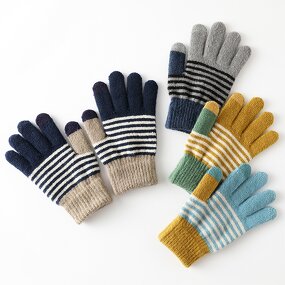 Winter Gloves Manufacturer - Unisex Jacquard Striped Thick Breathable Peacock Velvet Knitted