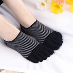 Toe Socks Manufacturer - Wholesale Cotton 5-Toe No Show for Women Cute Stripe Design Bottom