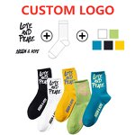 Socks Manufacturer - Men's Custom Logo Crew Knee High Jacquard Print Cotton No Show Ankle