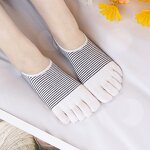 Toe Socks Manufacturer - Wholesale Cotton 5-Toe No Show for Women Cute Stripe Design Bottom