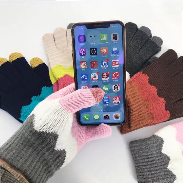 Winter Gloves Manufacturer - Customized Adult Warm Acrylic Knitted Plain Style for Screen Outdoor