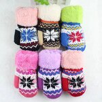 Winter Gloves Manufacturer - Jacquard Knitted Double Layer for Kids Warm Fingerless Fur Mittens