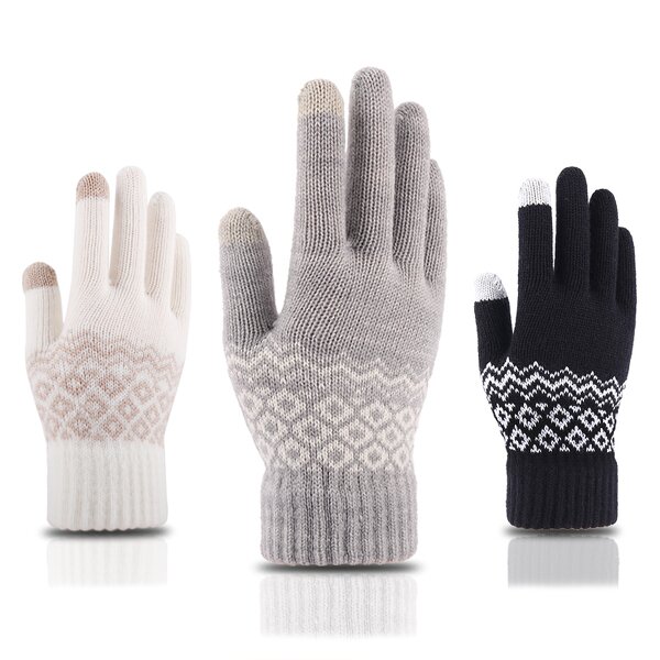 Winter Gloves Manufacturer - Jacquard Knit Cashmere for Touch Screen Woolen with Thick Fingers