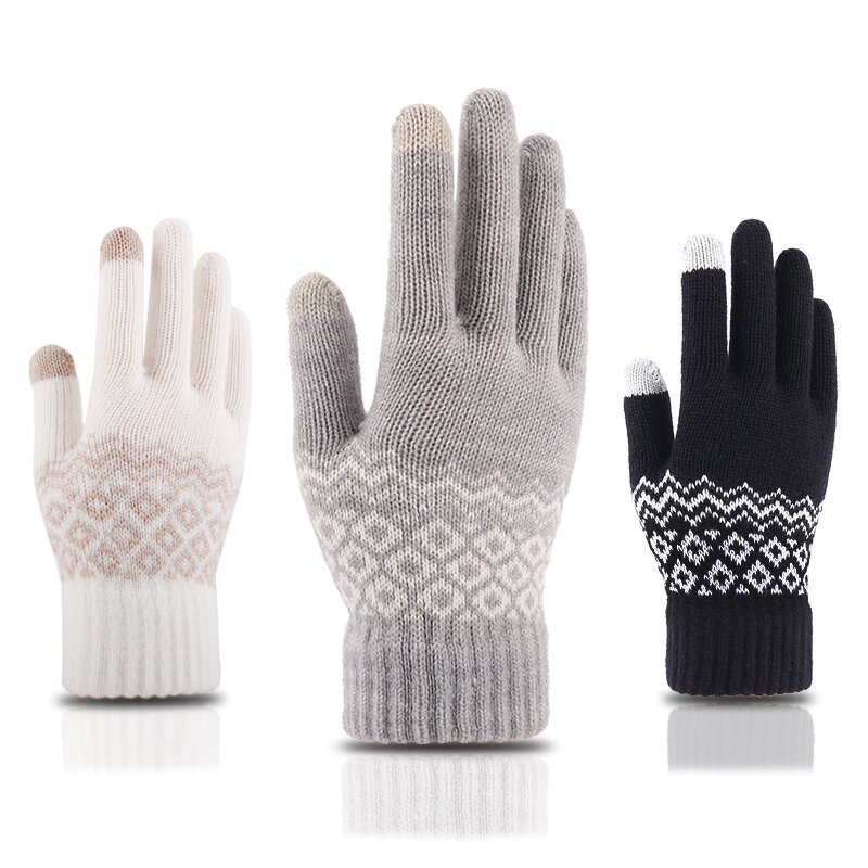 Winter Gloves Manufacturer - Jacquard Knit Cashmere for Touch Screen Woolen with Thick Fingers