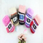 Winter Gloves Manufacturer - Jacquard Knitted Double Layer for Kids Warm Fingerless Fur Mittens