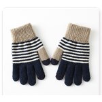 Winter Gloves Manufacturer - Unisex Jacquard Striped Thick Breathable Peacock Velvet Knitted