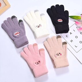 Winter Gloves Manufacturer - New Plain Casual Plush Elastic Knitting Cute for Screen Acrylic