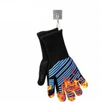 BBQ Gloves Manufacturer - Double Layer Blue Black Color Fireproof Fiber Silicone Double Oven