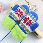 Winter Gloves Manufacturer - Jacquard Knitted Double Layer for Kids Warm Fingerless Fur Mittens