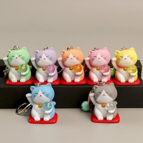 Keychain Manufacturer - Cartoon Doll Machine Fortune Cat Resin Bell Charm