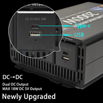 Power Inverter Manufacturer - Newly Upgraded Pure Sine Wave 2KW 12-72V DC to 110V/220V AC with 1 AC Socket & 1 USB & 1 Type-C