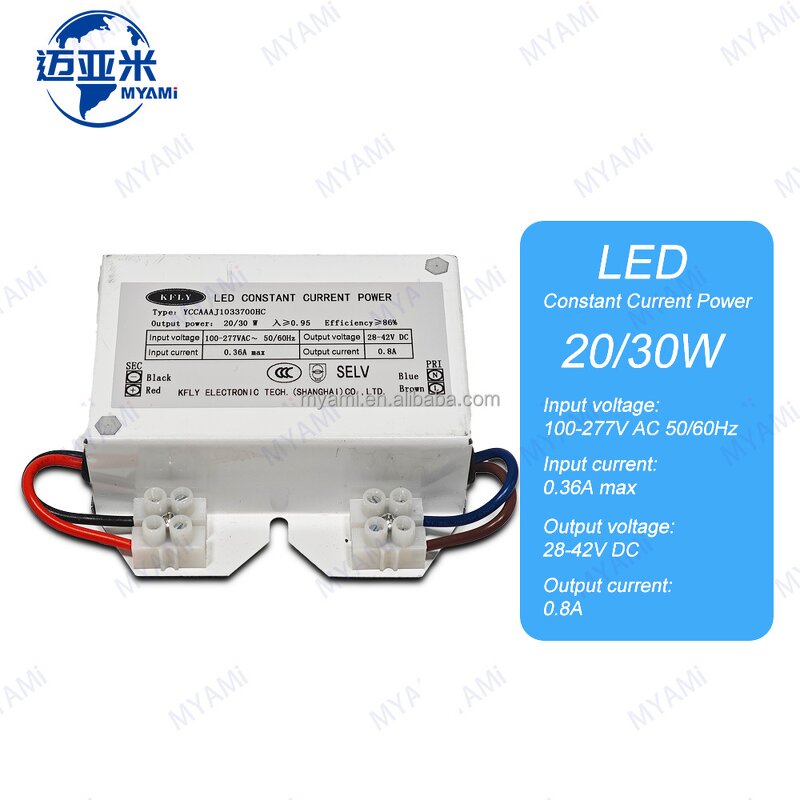 LED Power Supply Module Manufacturer - KELY 100-227V AC Input Constant Current 20/30W 28-42V DC 0.8A for LED Lighting