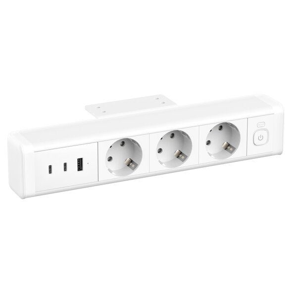 Under Desk Power Socket Manufacturer - 3 Outlets 65W USB EU Standard Aluminum Alloy Desktop Hanging Table Power Strip