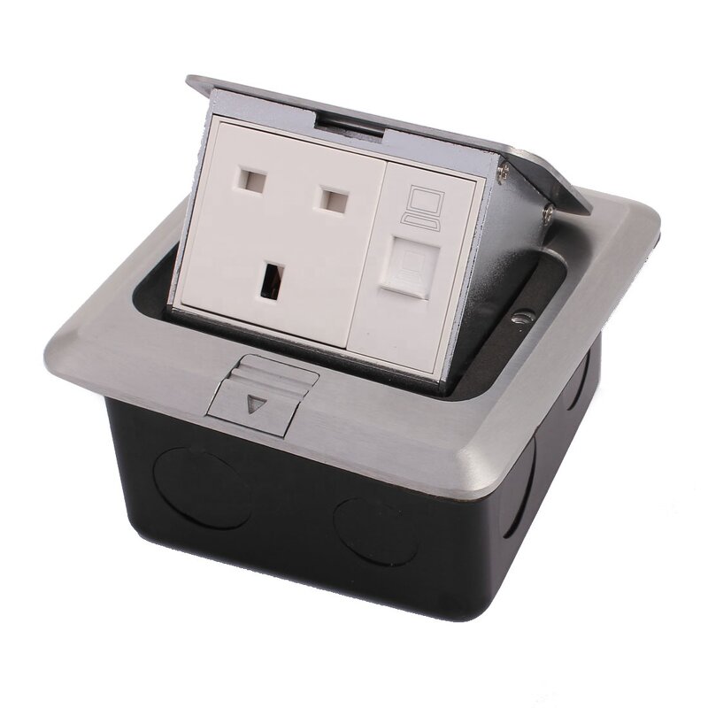 Office Home UK Power Pop-up Floor Outlet Manufacturer - Plate Duplex Ground Outlet Data Socket Receptacle Computer Aluminum Alloy