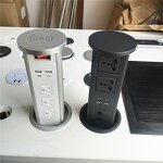 Automatic Pneumatic Hydraulic Tabletop Kitchen Pop-up Tower Socket Manufacturer - 2 Universal Socket 2 Cat6 Data Port 2 USB Charging