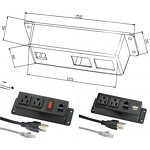US Power Plug Furniture Power Distribution Units Manufacturer - Office Desk Power and USB Charging Hub with Network RJ45 Cat6