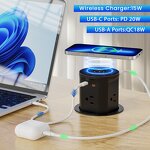 US Smart Pop-up Outlet Manufacturer - Countertop Receptacle Power Strip with 4 AC Outlet Hydraulic Pop-up Lifting Tower Wireless Socket
