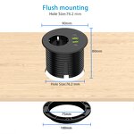 Flush Mount Recessed Desk Outlet Manufacturer - 3-inch Hole 65W USB-C High-Speed Charging Station Desktop Round Power Grommet Socket