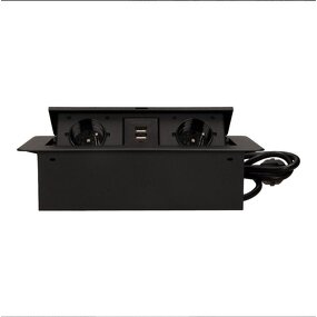 Flush-fitting Furniture Pop-up Socket Manufacturer - EU Standard with Two USB Chargers in Tabletop Power 1.5m Cable