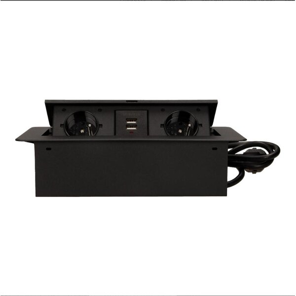 Flush-fitting Furniture Pop-up Socket Manufacturer - EU Standard with Two USB Chargers in Tabletop Power 1.5m Cable