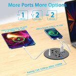 Round Recessed Desktop Power Grommet Socket Manufacturer - 125V NFC Network 2 AC Outlets 1 PD18W USB-C Flush Mount Desk Outlet NFC Technology