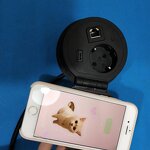 80mm Desktop Power Socket Manufacturer - 1 European Power and Wireless Charger Round Power Outlet with USB and Data