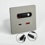 Top Fashion USB Socket Manufacturer - with Retractable Charging Cable 20W Fast Charging Type-C Port Panel Wall Socket