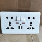 International Universal Plug Socket Manufacturer - USB Wall Switch Socket 5 Holes Dual USB Port Power Charger Outlet Panel Electrical Socket