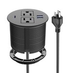 Round Recessed Desktop Power Grommet Socket Manufacturer - 125V NFC Network 2 AC Outlets 1 PD18W USB-C Flush Mount Desk Outlet NFC Technology