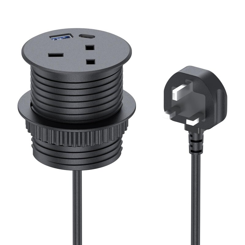 Desk Hole Recessed Power Socket Manufacturer - Industrial ABS Flush-Mount for Desktop Office Furniture Hotel Grommet USB-C PD20W Double USB