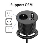 Industrial Office Desk Multi Socket Charger Manufacturer - Latest Models Retractable Cable PD20W Type-C EU Plug ABS Desktop Power Grommet