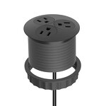 80mm Black Flush Mounting Desk Plug Socket Manufacturer - 110V 10A 3 US Power Outlets Built-in Desk Charging Grommet Socket