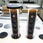 80mm Hidden Kitchen Counter Manual Pop-up Socket Manufacturer - EU Power Outlet Tower USB LED Socket Tabletop Wireless Charging Socket