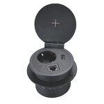 80mm Desktop Power Socket Manufacturer - 1 European Power and Wireless Charger Round Power Outlet with USB and Data