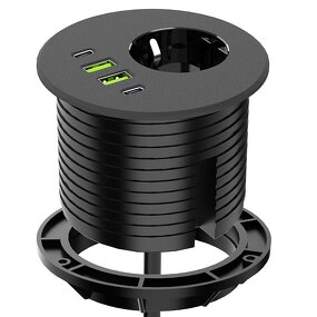 Flush Mount Recessed Desk Outlet Manufacturer - 3-inch Hole 65W USB-C High-Speed Charging Station Desktop Round Power Grommet Socket