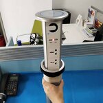 Pull Out 3 Gang Smart Round Socket Manufacturer - Wireless Charger Motorized Kitchen Pop Up Desk Socket