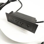 Office Furniture Hidden Mounted US Power Outlet Manufacturer - Recessed Cabinet Tabletop USB Electric Socket with LED Lamp Control Switch