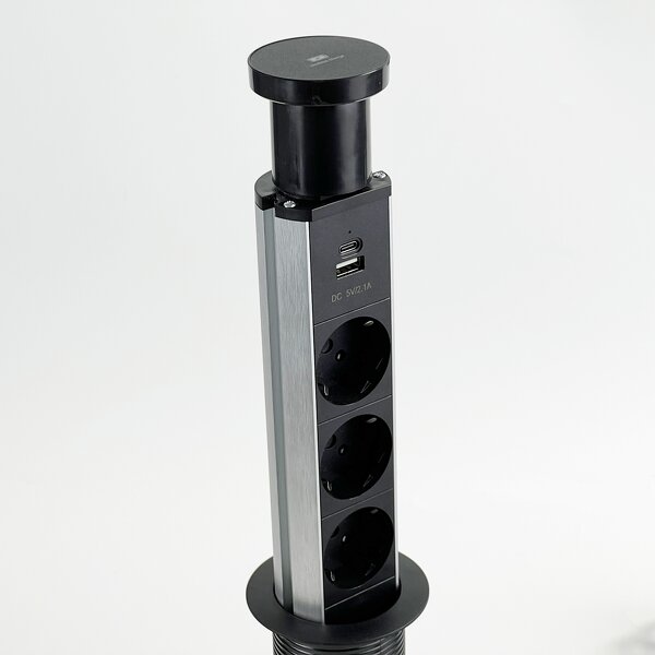 Retractable Pop-up Socket Manufacturer - Kitchen Countertop with PD20W USB-C Port Hidden Manual Tabletop Lifting Socket